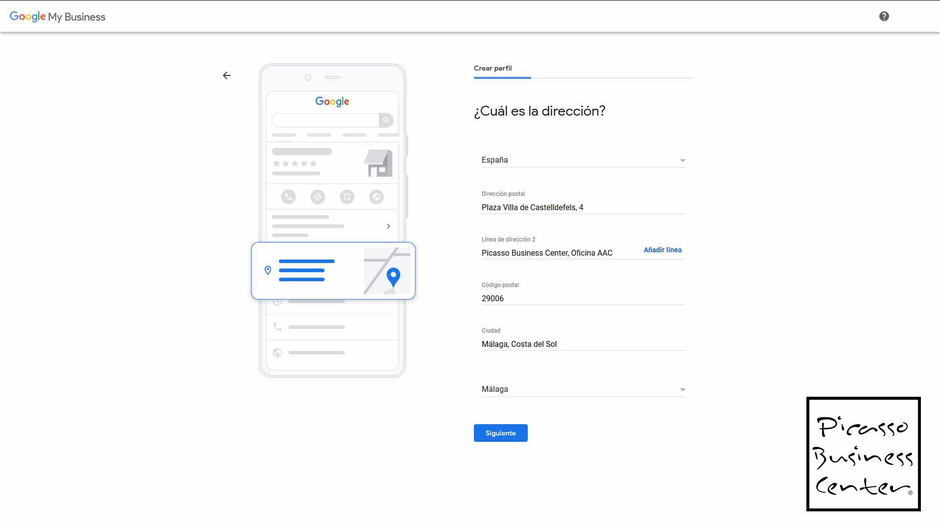 Format of registration in Google Maps of your business address tax domiciliation